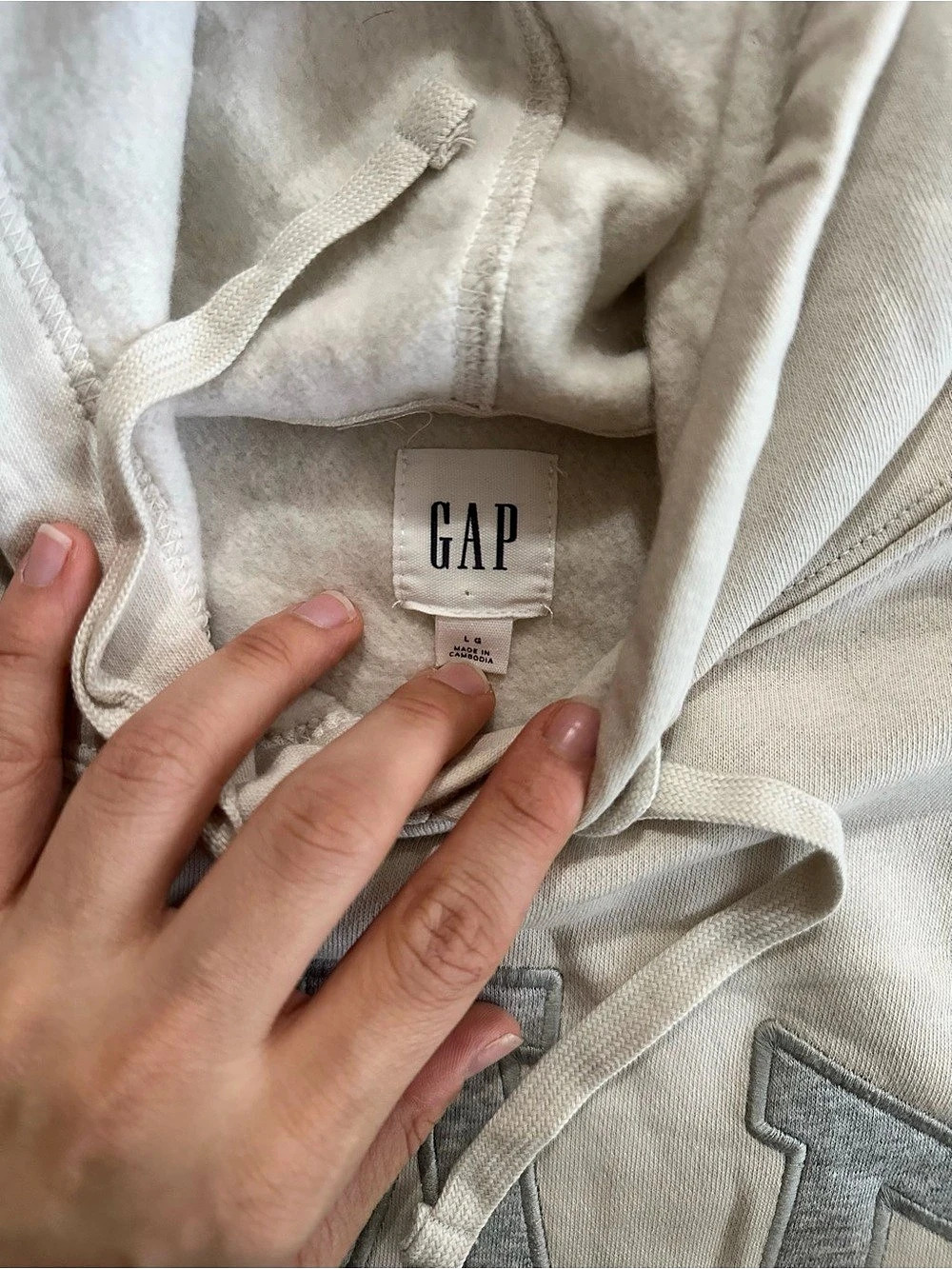 GAP VintageSoft Arch Logo Hoodie White Large - Picture 2 of 2